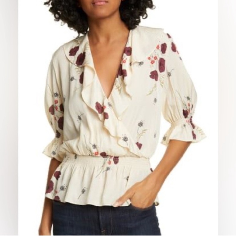 Joie Ottoline Floral Peplum Blouse - EUC